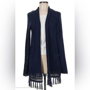 Lilly Pulitzer Deep Blue Fringe Cardigan